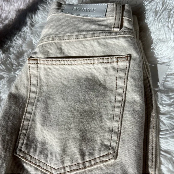 RE/DONE Womens Original 70s Pocket Wide Leg Jeans 27 Cream Rinsed Birch NWOT